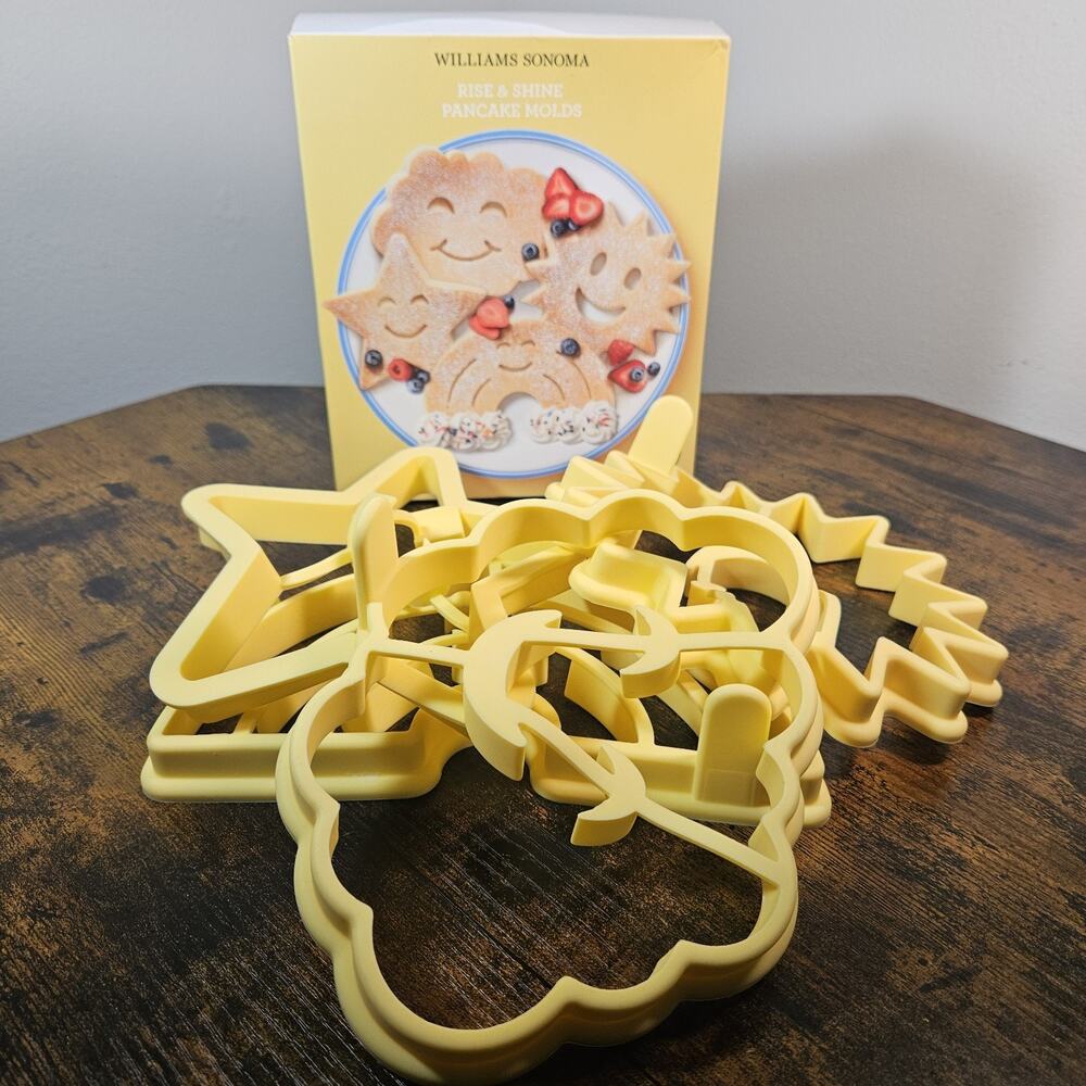 Williams Sonoma Rise & Shine Pancake Molds Set of 4 Sun Star Rainbow Cloud